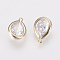 Brass Micro Pave Clear Cubic Zirconia Charms, Long-Lasting Plated, Drop, Nickel Free, Real 18K Gold Plated, 11x8x3.5mm, Hole: 0.7~1.2mm