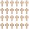 100Pcs Wooden Pendants, Dyed, Religion Cross Charms, Linen, 21~22x14~15x4~5mm, Hole: 1.8mm