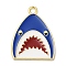 Alloy Pendants, Shark, Dark Blue, 28x21.5x1.5mm, Hole: 2.5mm