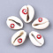 Natural Cowrie Shell Beads, with Enamel, No Hole/Undrilled, Evil Eye, Red, 19~22x14~16x6~8mm