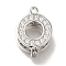 Brass Twister Clasps, Micro Pave Clear Cubic Zirconia, Cadmium Free & Nickel Free & Lead Free, Ring, Platinum, 18x12.5x7.5mm, Hole: 1.2mm, Inner Diameter: 6mm