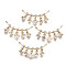Brass Micro Pave Cubic Zirconia Pendants, Long-Lasting Plated, Curved Bar with Rhombus, Light Gold, Clear, 18x30x3mm, Hole: 1.2mm