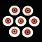 Printed Freshwater Shell Charms, with Enamel, Flat Round, Red, 17.5~18.5x2.5~3.5mm, Hole: 1.2mm