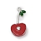 Cherry Brass Enamel Pendants, Cadmium Free & Lead Free, Long-Lasting Plated, Rack Plating, Platinum, 21.5x11x5.5mm, Hole: 1.4mm