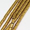 Electroplate Non-magnetic Synthetic Hematite Beads Strands, Column, Grade A, Golden Plated, 5x3mm, Hole: 1mm, about 80pcs/strand, 16 inch