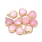 Natural White Jade Pendants, with Nickel Free Brass Findings, Faceted, Dyed, teardrop, Golden, Pink, 17.5x13.5x6.5mm, Hole: 2mm