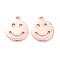 Brass Pendants, Long-Lasting Plated, Flat Round with Smiling Face, Real Rose Gold Plated, 13x11x1mm, Hole: 1.2mm