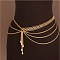 Alloy Multi Layer Waist Chains, with Teardrop Plastic Imitation Pearl Beads, White, Golden, 1100mm