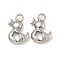 Non-Tarnish 304 Stainless Steel Pendants, Duck with Letter ABC Charms, Stainless Steel Color, 18.5x13.5x3.5mm, Hole: 2.8mm
