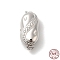Rhodium Plated 925 Sterling Silver Peanut Bayonet Clasps, Oval, with 925 Stamp, Real Platinum Plated, 19.5x8x6mm, Hole: 1.5mm