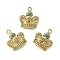 Synthetic Turquoise Charms, with 304 Stainless Steel Settings, Golden, Crown, 14.5x13x5mm, Hole: 1.4mm