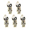 5Pcs Alloy Enamel Pendants, Skeleton with Hat Charm, Golden, White, 32.5x13x1.5mm, Hole: 1.6mm
