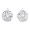 Non-Tarnish 201 Stainless Steel Pendants, Moon with Sun, Stainless Steel Color, 23.5x20x2.5mm, Hole: 2mm