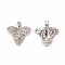 Brass Micro Pave Cubic Zirconia Connector Charms, Cadmium Free & Nickel Free & Lead Free, Bees, Platinum, 19.5x17x3.5mm, Hole: 1.5mm