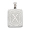 Non-Tarnish 304 Stainless Steel Pendants, Rectangle with Alphabet, Letter.X, 30x20x1.5mm, Hole: 3x6mm