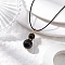 Natural Black Onyx(Dyed & Heated) Gourd Pendant Necklaces, Polyester Cord Necklaces for Women, with Alloy & Brass & Iron Findings, Golden, 18.31 inch(46.5cm)