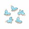 Alloy Enamel Pendants, Cadmium Free & Lead Free, Light Gold, Butterfly, Sky Blue, 13.5x17x2mm, Hole: 1.5mm