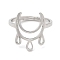 Non-Tarnish 304 Stainless Steel Crescent Moon Adjustable Ring for Women, Stainless Steel Color, US Size 6(16.5mm)