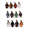 Natural Mixed Gemstone Mushroom Pendants, with Alloy Witch Hat, Antique Bronze, 31~31.5x15~15.5mm, Hole: 1.5x2mm