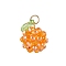 Electroplat Glass Pendants, Fruits, with Transparent Acrylic and Golden 304 Stainless Steel Jump Ring, Faceted, Orange, 16x15mm, Hole: 5mm
