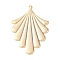 Brass Pendants, Cadmium Free & Nickel Free & Lead Free, Fan, Real 18K Gold Plated, 42x29.5x1mm, Hole: 1.2mm