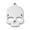 Non-Tarnish 201 Stainless Steel Pendants, Laser Cut, Skull, Stainless Steel Color, 28x19x2mm, Hole: 2mm