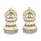 Brass Micro Pave Clear Cubic Zirconia Pendants, Cadmium Free & Nickel Free & Lead Free, Ring with Triangle, Golden, 28x15x3.5mm, Hole: 1.5mm