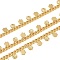 Brass Curb Chains, with Flower Charm, Long-Lasting Plated, Rack Plating, Cadmium Free & Lead Free, Soldered, with Spool, Real 18K Gold Plated, 3x3x1.5mm, Charm: 3.5~4x3.5x0.5~1.5mm