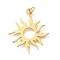 Brass Pendants, Sun Charms, Cadmium Free & Lead Free, Lasting Plated, Real 18K Gold Plated, 28.5x25x1mm, Hole: 3mm