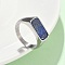 316L Stainless Steel Natural Lapis Lazuli Finger Rings for Women, Rectangle, US Size 9(18.9mm)