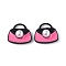 Spray Painted Alloy Pendants, with Imitation Pearl Beaded, Bag Shape Charms, Pink, 16x18x6.5mm, Hole: 3x7.5mm
