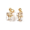 Brass Pave Cubic Zirconia Pendants, Rectangle with Star, with Jump Ring, Real 18K Gold Plated, Clear, 10.5x5.5x6mm
