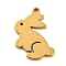 304 Stainless Steel Pendants, Laser Cut, Rabbit Charm, Golden, 15x10x1mm, Hole: 1mm