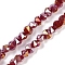Electroplate Glass Beads Strands, Faceted, Plated AB Colors, Cone, Dark Red, 5x6.5x5mm, Hole: 1.2mm, about 95~100pcs/strand, 18.66~19.06''(47.4~48.4cm)