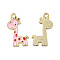 Alloy Enamel Pendants, Giraffe Charms, Golden, Pink, 27x17x1mm, Hole: 2mm