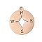 Ion Plating(IP) 304 Stainless Steel Pendants, Laser Cut, Compass, Rose Gold, 17x15x1mm, Hole: 1.4mm