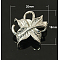 Brass Fold Over Magnetic Clasps, Leaf, Platinum, 18x20x10mm, Hole: 4mm