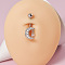 304 Stainless Steel with Crystal Rhinestone Belly Rings, Stainless Steel Color, Moon, Bar Length: 3/8