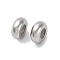 201 Stainless Steel Beads, with Rubber Inside, Slider Beads, Rondelle, Anti-Tarnish, Stainless Steel Color, 3x7.5mm, Hole: 1.6mm