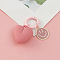 Love Heart Alloy Pendant Keychains with Smiling Face Charms, for Couple Bags Jewelry Accessories, Light Coral, 3.5x3.2cm