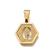 304 Stainless Steel Charms, Real 18K Gold Plated, Hexagon with Letter Charm, Letter Q, 15x14x1.5mm, Hole: 3x5.5mm