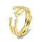 Brass Open Cuff Ring, Cadmium Free & Nickel Free & Lead Free, Real 18K Gold Plated, US Size 4 1/4(15mm)