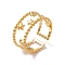 Ion Plating(IP) 304 Stainless Steel Stars Double Line Open Cuff Ring for Women, Real 18K Gold Plated, US Size 7 1/4(17.5mm)
