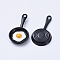 Alloy Enamel Pendants, Pan with Fried Egg/Poached Egg, Black, 28x4~14.5x1.5~3mm, Hole: 1.5mm