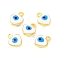 Brass Pendants, with Enamel, Heart with Evil Eye, Long-Lasting Plated, Golden, 7.5x5.5x3.5mm