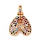 Brass Micro Pave Cubic Zirconia Pendants, Nickel Free, Real 18K Gold Plated, Colorful, Letter A, 18.5~24x12.5~25.5x5~5.5mm, Hole: 5x3mm