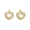 Brass Micro Pave Clear Cubic Zirconia Pendants, Cadmium Free & Lead Free, with Shell, Jump Rings, Real 18K Gold Plated, Heart, 11x12x2mm, Hole: 2.5mm