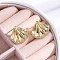 Rack Plating Brass Micro Pave Clear Cubic Zirconia Stud Earrings for Women, Cadmium Free & Lead Free, Long-Lasting Plated, Real 18K Gold Plated, Shell Shape, 19x21mm