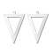 Brass Pendants, Cadmium Free & Lead Free, Inverted Triangle Charms, 925 Sterling Silver Plated, 27.5x18x1mm, Hole: 1.2mm