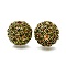 Rhinestone Brass Beads, Lead Free & Cadmium Free, Rack Plating, Round, Golden, 24x25.5mm, Hole: 4.5mm